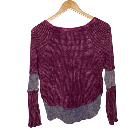 Free People Diamond Dozen Acid Wash Colorblock Thermal Top - Picture 6 of 15